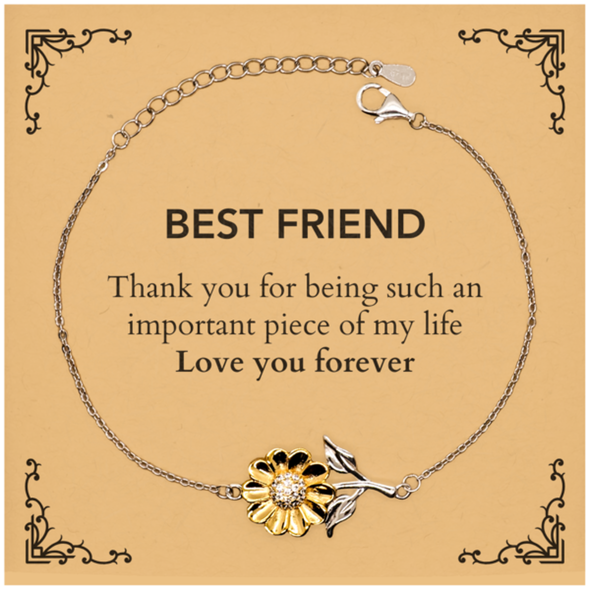 Best Friend Sunflower Bracelet - Thank You for Being You | Birthday Gift