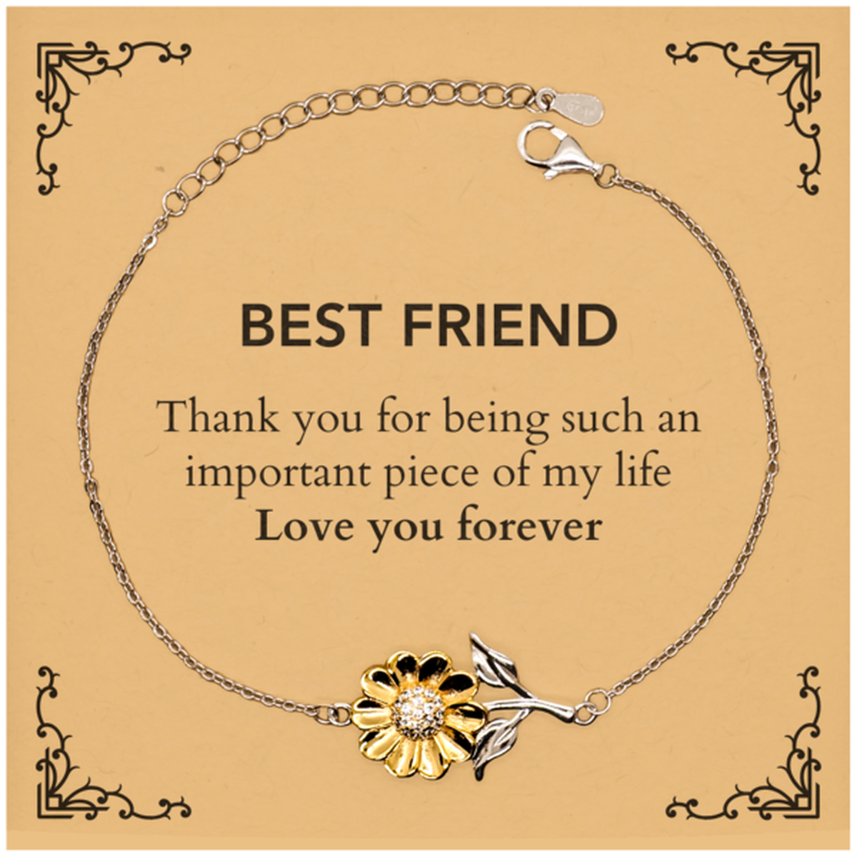 Appropriate Best Friend Sunflower Bracelet Epic Birthday Gifts for Best Friend Thank you for being such an important piece of my life Best Friend Christmas Mothers Fathers Day