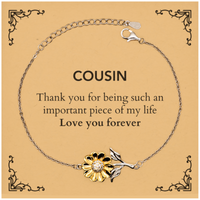 Load image into Gallery viewer, Cousin Sunflower Bracelet - Thank You for Being in My Life | Birthday Gift
