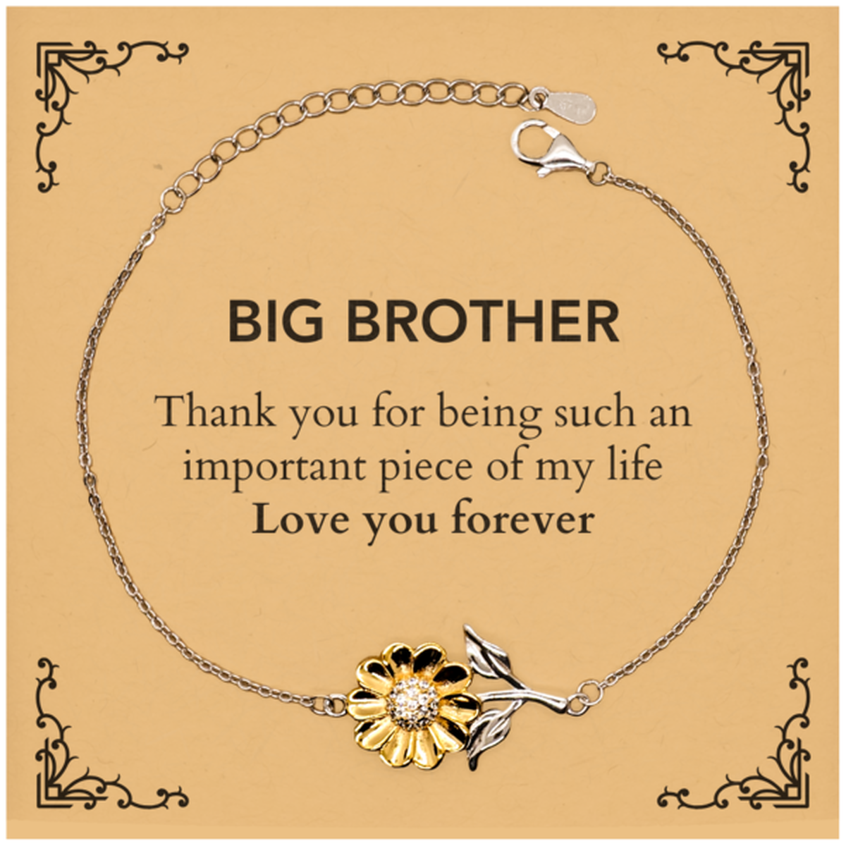 Big Brother Sunflower Bracelet - Heartfelt Appreciation | Birthday Gift