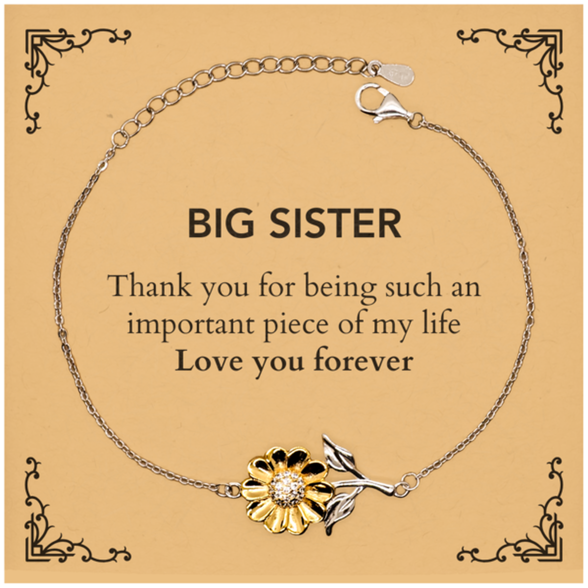 Big Sister Sunflower Bracelet - Heartfelt Gift | Birthday & Christmas