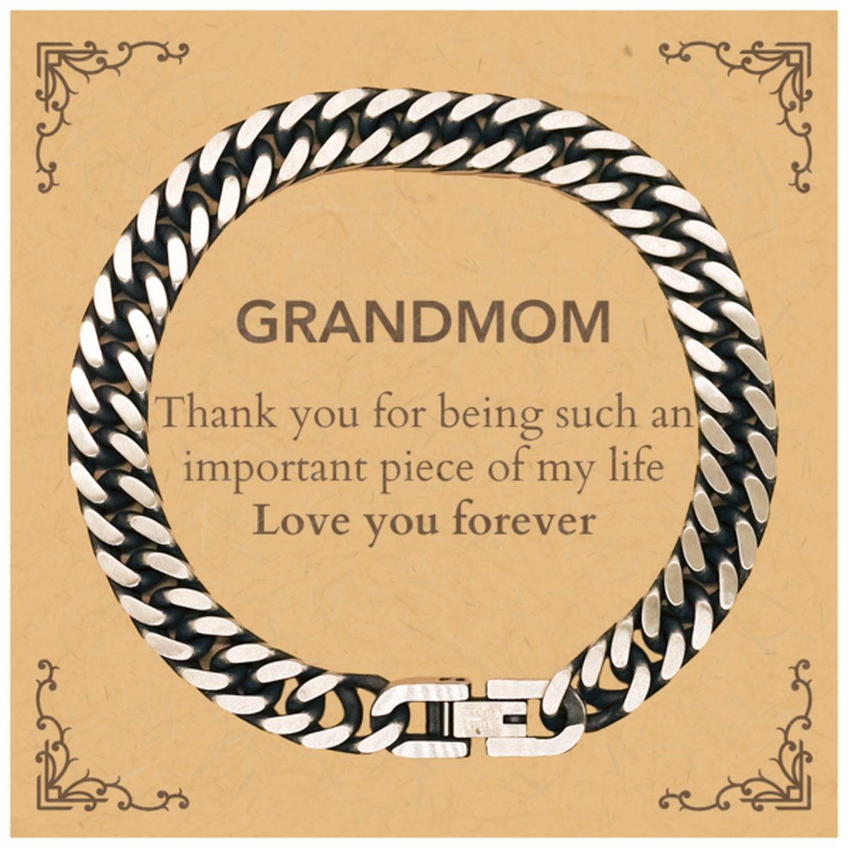 Appropriate Grandmom Cuban Link Chain Bracelet Epic Birthday Gifts for Grandmom Thank you for being such an important piece of my life Grandmom Christmas Mothers Fathers Day