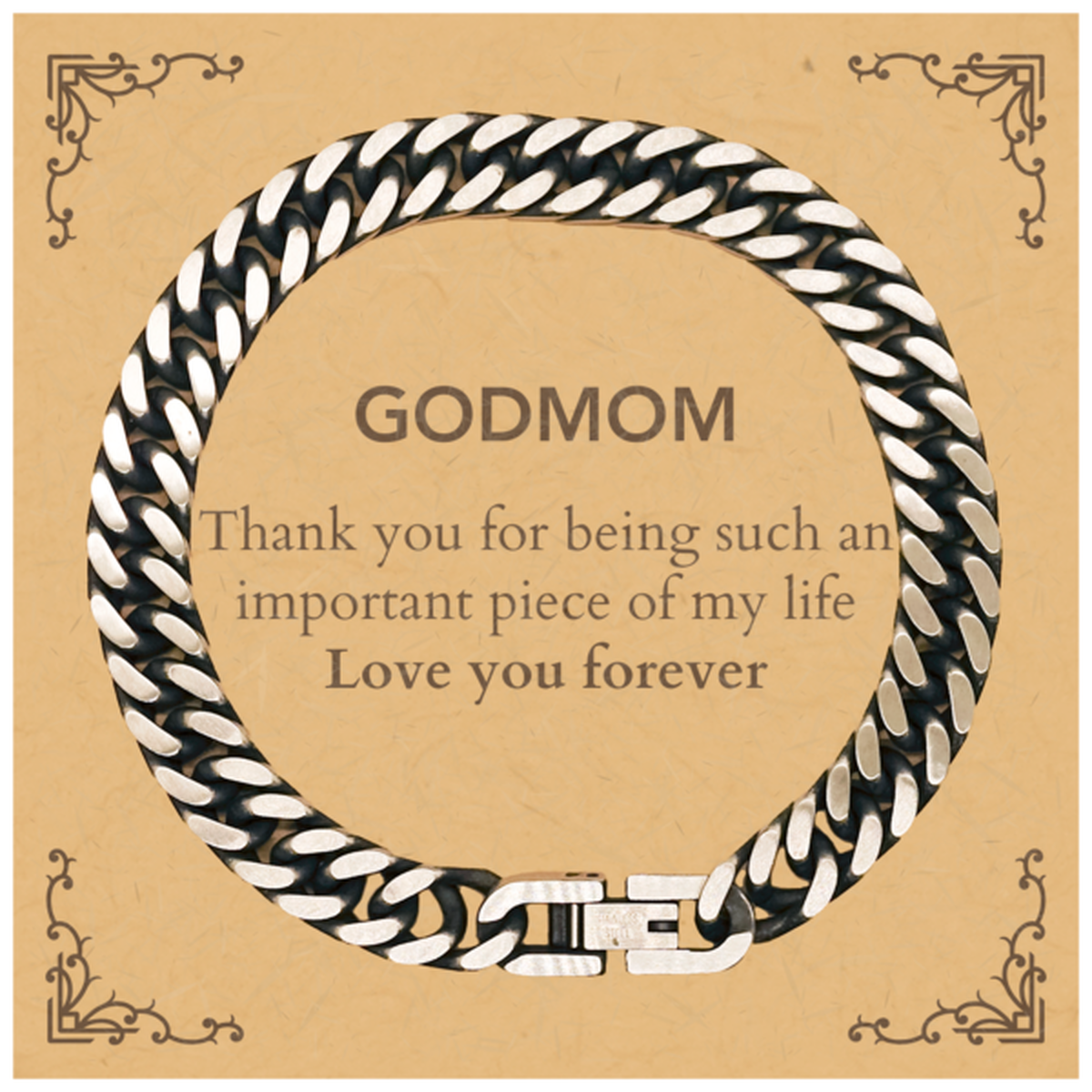Appropriate Godmom Cuban Link Chain Bracelet Epic Birthday Gifts for Godmom Thank you for being such an important piece of my life Godmom Christmas Mothers Fathers Day