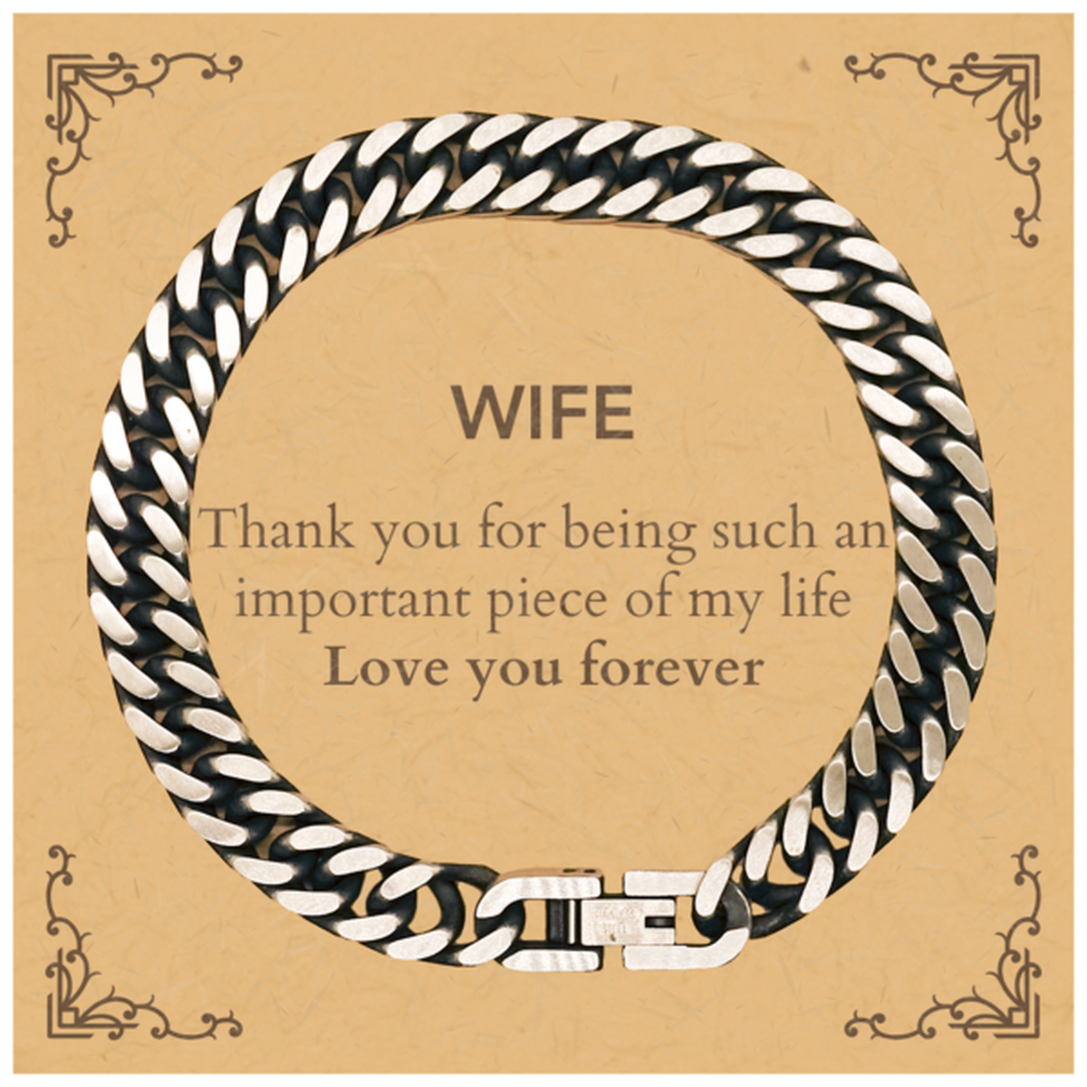 Wife Cuban Link Chain Bracelet - Thank You for Being My Life | Birthday & Christmas Gift