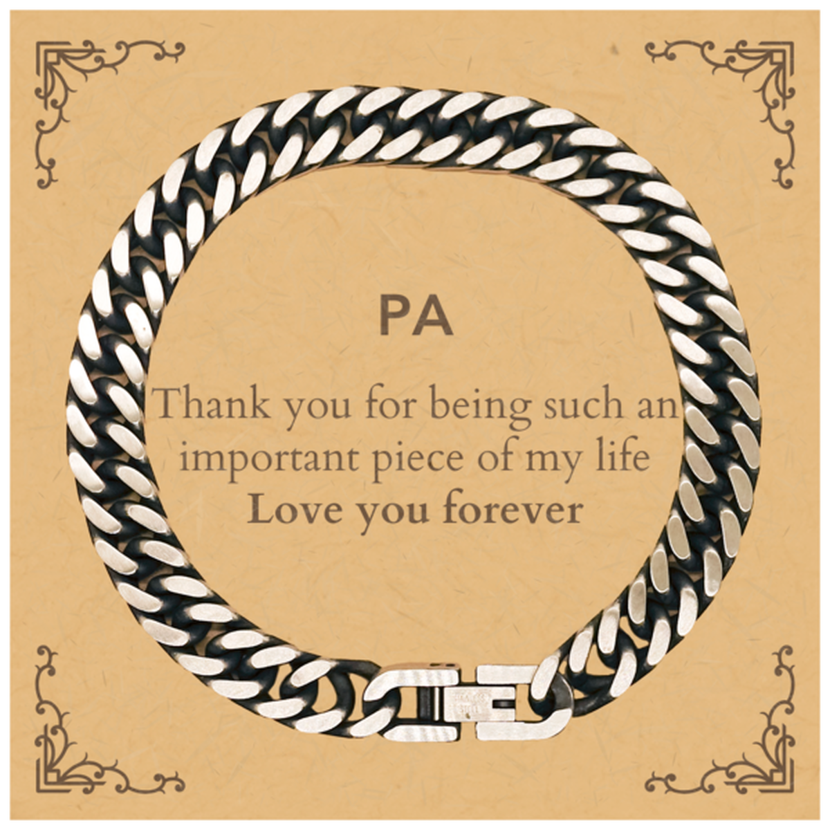 Pa Cuban Link Chain Bracelet - Thank You for Being an Important Piece of My Life | Birthday Gift