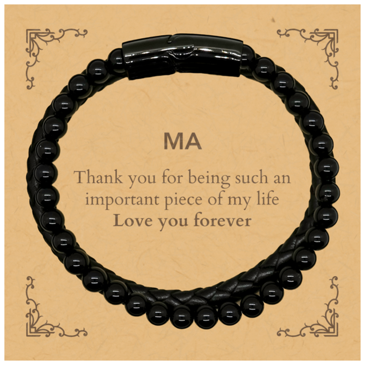 Appropriate Ma Stone Leather Bracelets Epic Birthday Gifts for Ma Thank you for being such an important piece of my life Ma Christmas Mothers Fathers Day