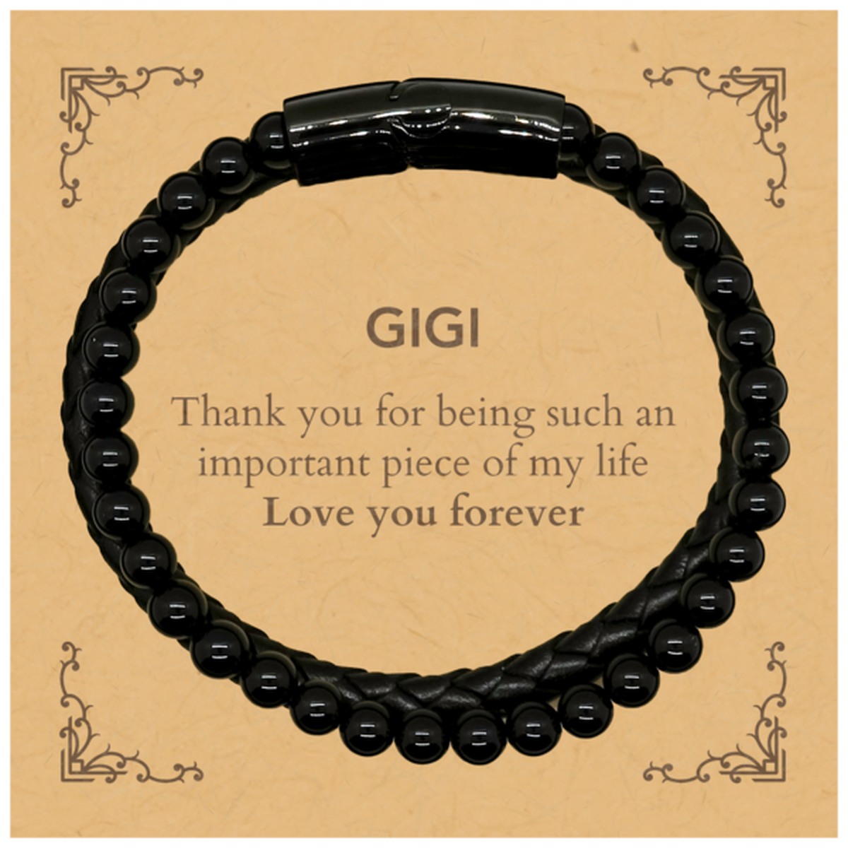 Gigi Stone Leather Bracelet - Thank You for Being You | Birthday & Christmas Gift
