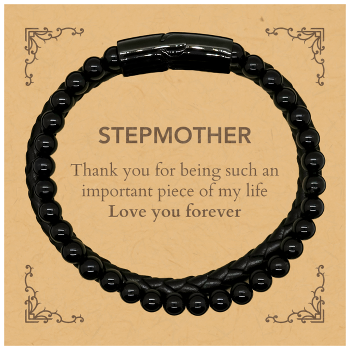 Stepmother Stone Leather Bracelet - Thank You for Being Such an Important Piece of My Life | Birthday Gift