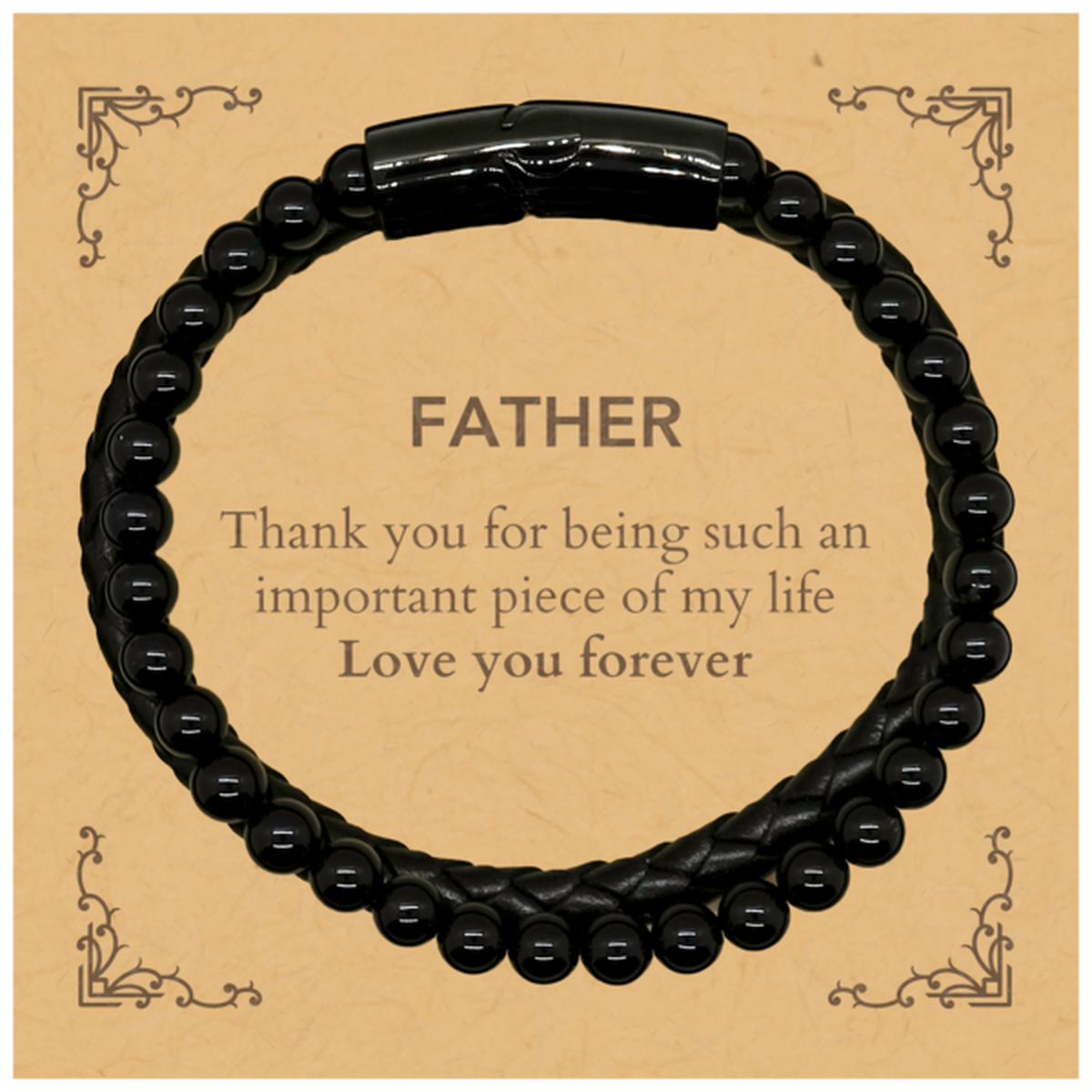 Dad Stone Leather Bracelet - Thank You for Being an Important Piece of My Life | Father's Day Gift