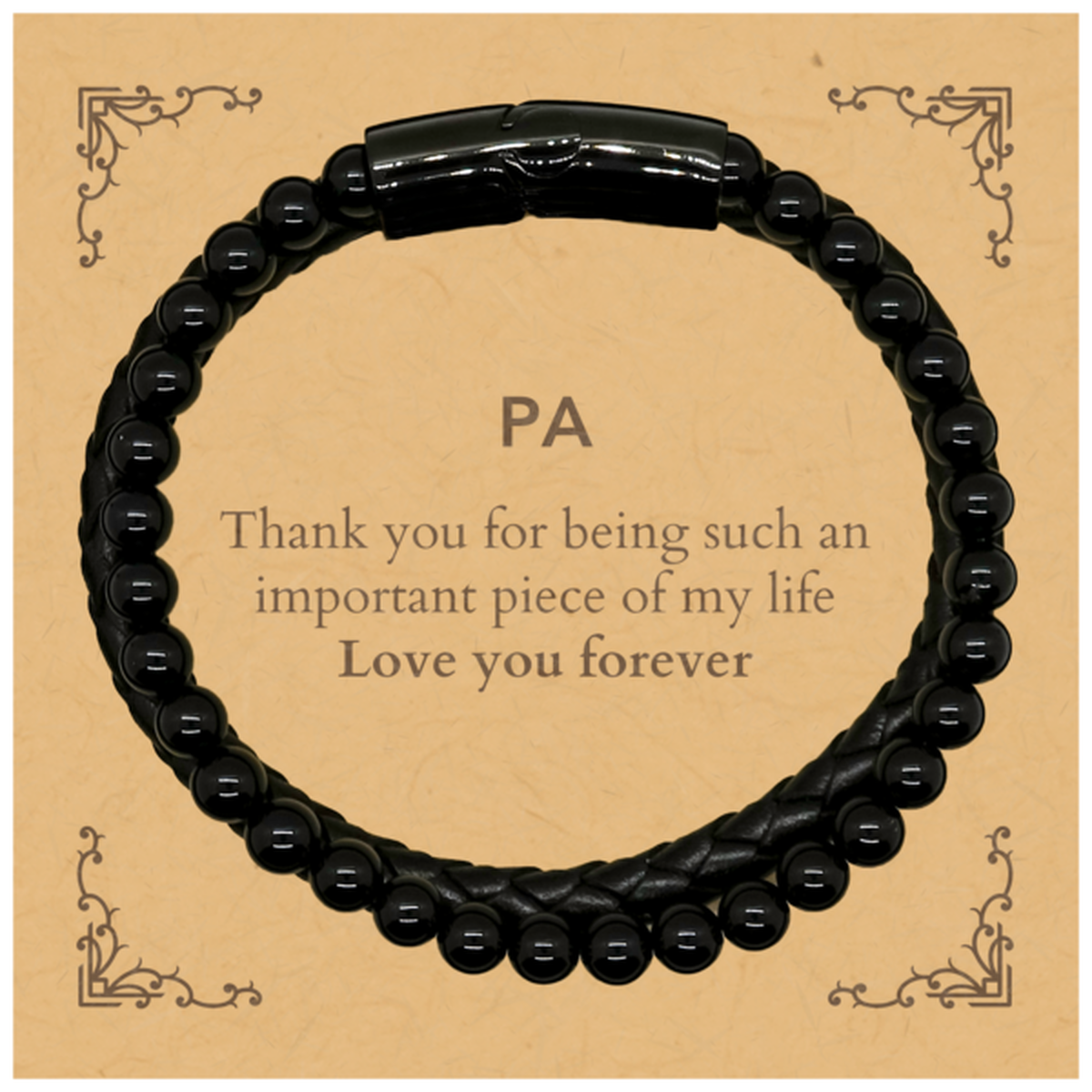 Pa Stone Leather Bracelet - Thank You for Being an Important Piece of My Life | Father's Day Gift