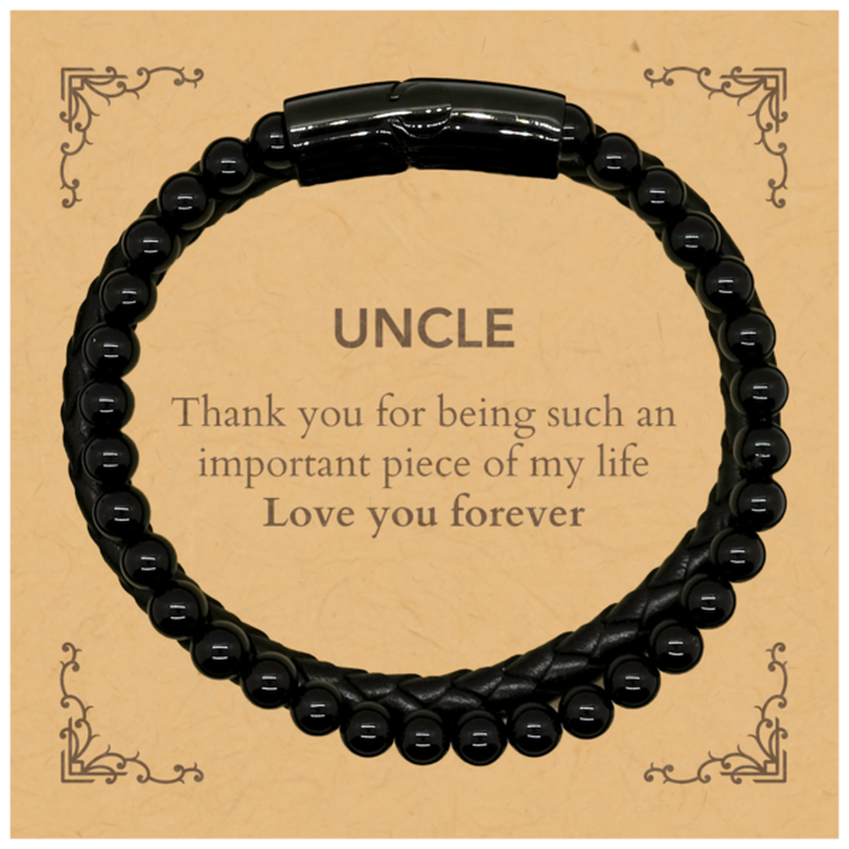 Uncle Stone Leather Bracelet - Inspiring Design | Birthday & Christmas Gift