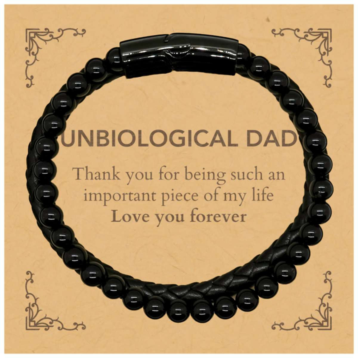 Unbiological Dad Stone Leather Bracelet - Faith & Strength | Perfect Gift for All Occasions