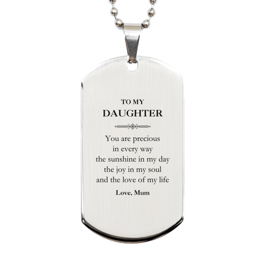 Daughter Silver Dog Tag Necklace - You Are Precious | Graduation Gift