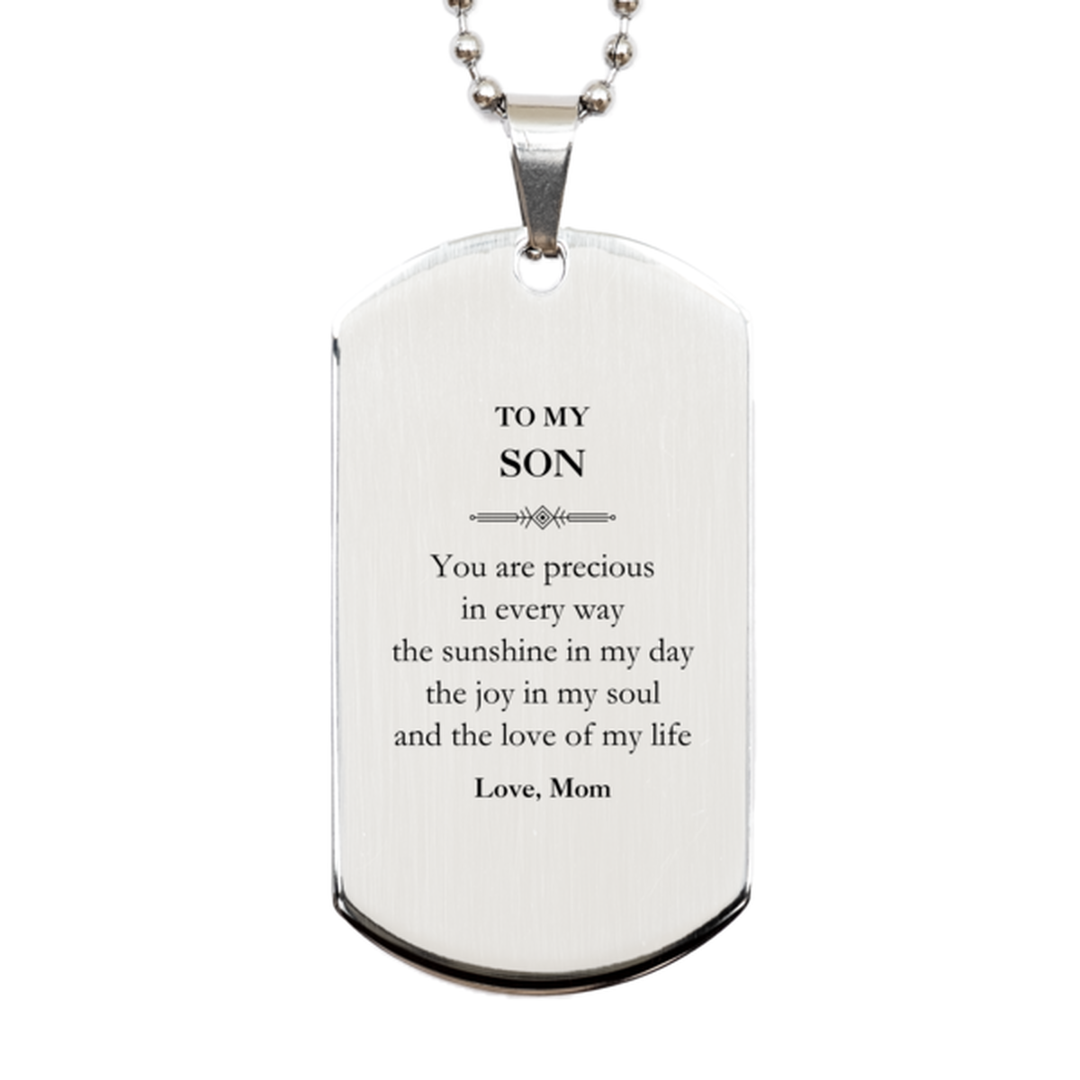 Son Silver Dog Tag Necklace - You Are Precious in Every Way | Graduation Gift