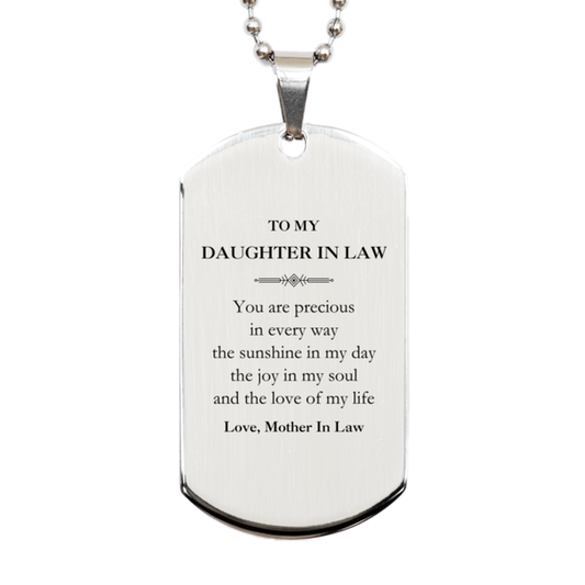 Daughter In Law Silver Dog Tag Necklace - You Are Precious Design | Birthday Gift