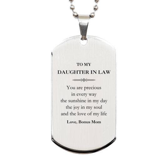 Daughter In Law Silver Dog Tag Necklace - You Are Precious in Every Way | Birthday Gift
