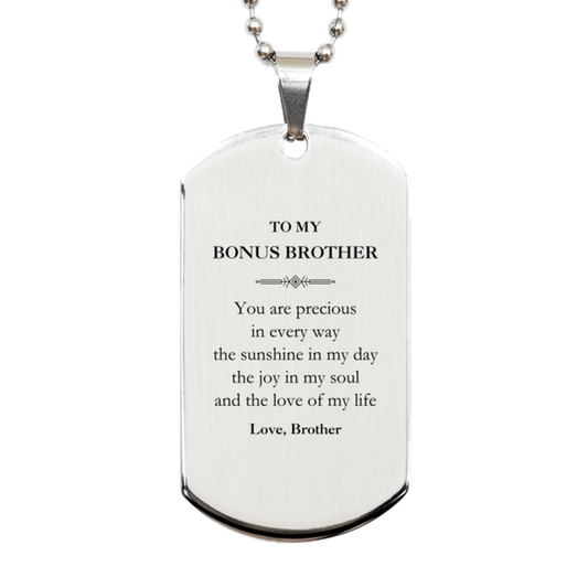 Bonus Brother Silver Dog Tag Necklace - You Are Precious Design | Graduation Gift