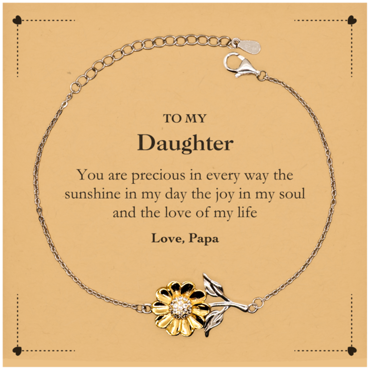 Daughter Sunflower Bracelet - You Are Precious Design | Graduation Gift