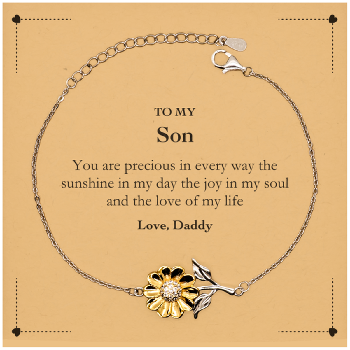 Son Sunflower Bracelet - You Are Precious in Every Way | Graduation Gift
