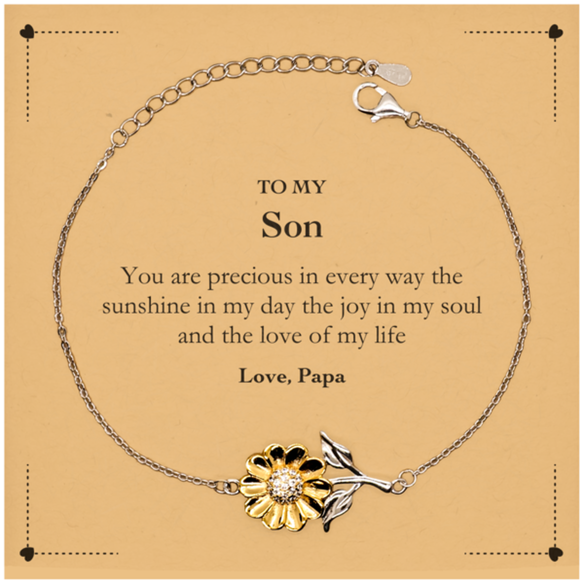 Son Sunflower Bracelet - You Are Precious in Every Way | Graduation Gift