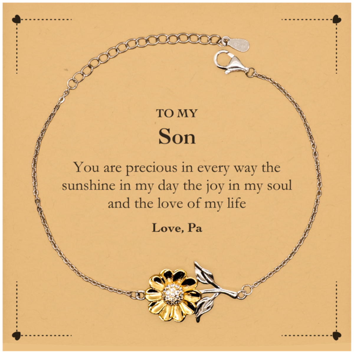 Son Sunflower Bracelet - You are Precious Sunshine | Graduation Gift