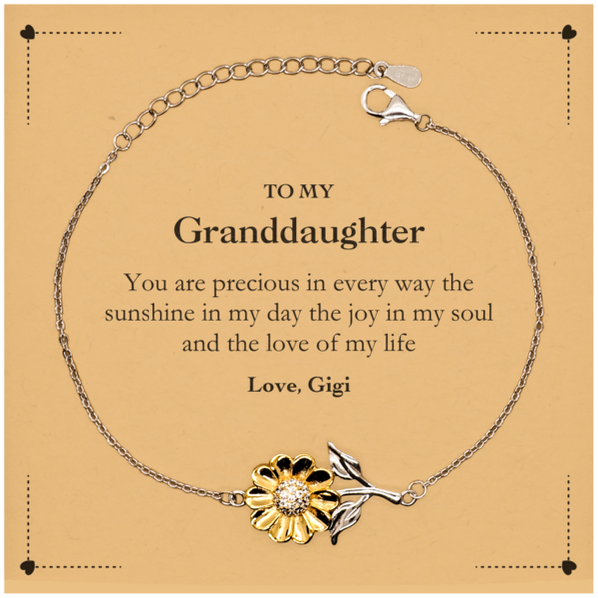Granddaughter Sunflower Bracelet - You Are Precious Design | Graduation Gift