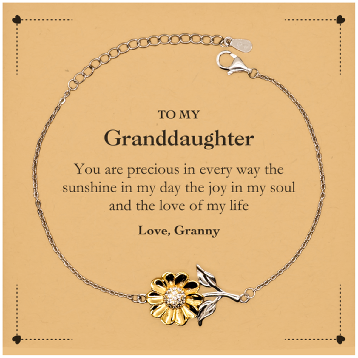 Granddaughter Sunflower Bracelet - You Are Precious in Every Way | Graduation Gift
