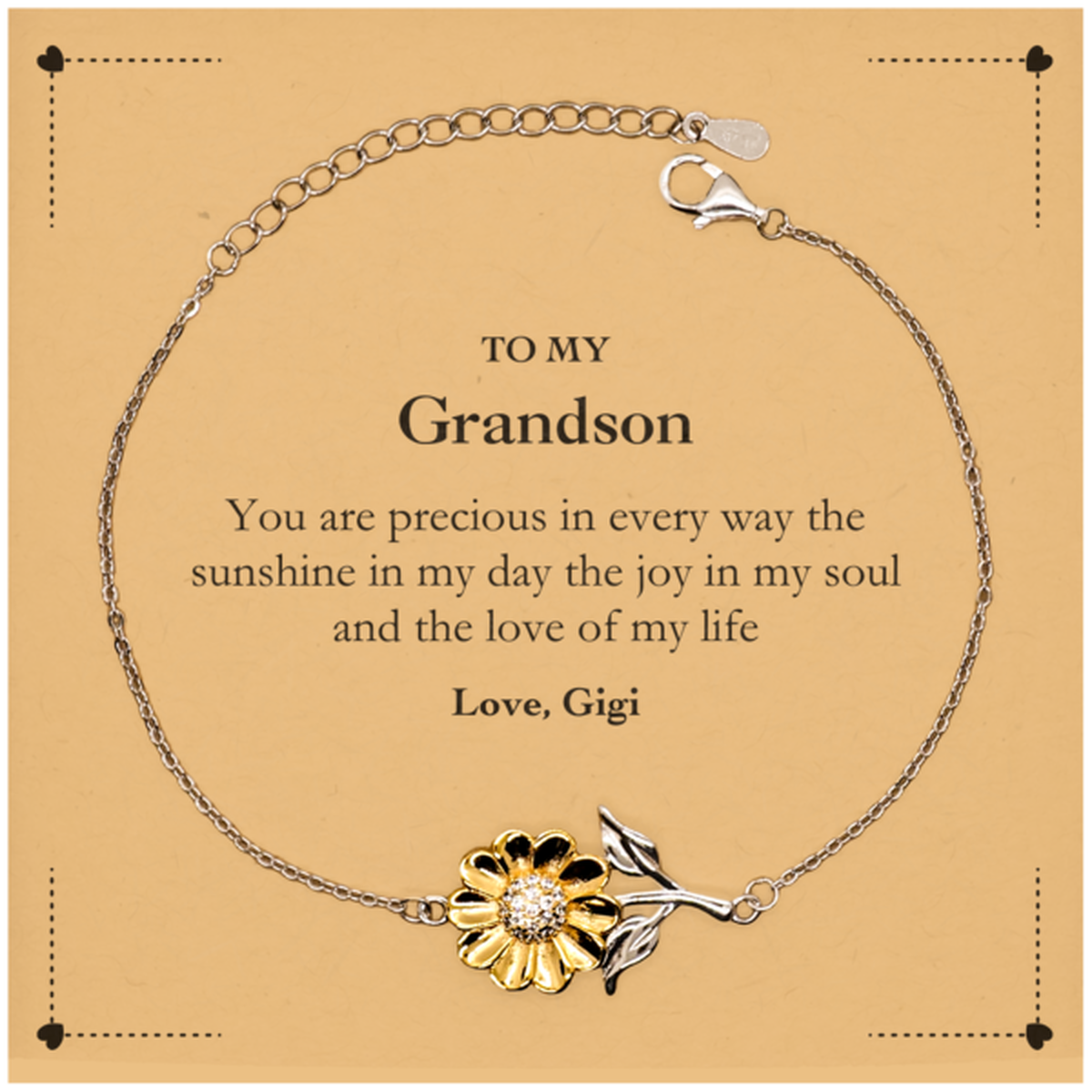 Grandson Sunflower Bracelet - You Are Precious Design | Graduation Gift