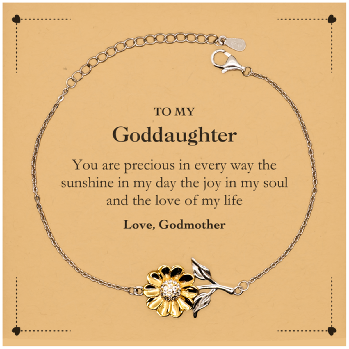 Goddaughter Sunflower Bracelet - You Are Precious | Graduation Gift