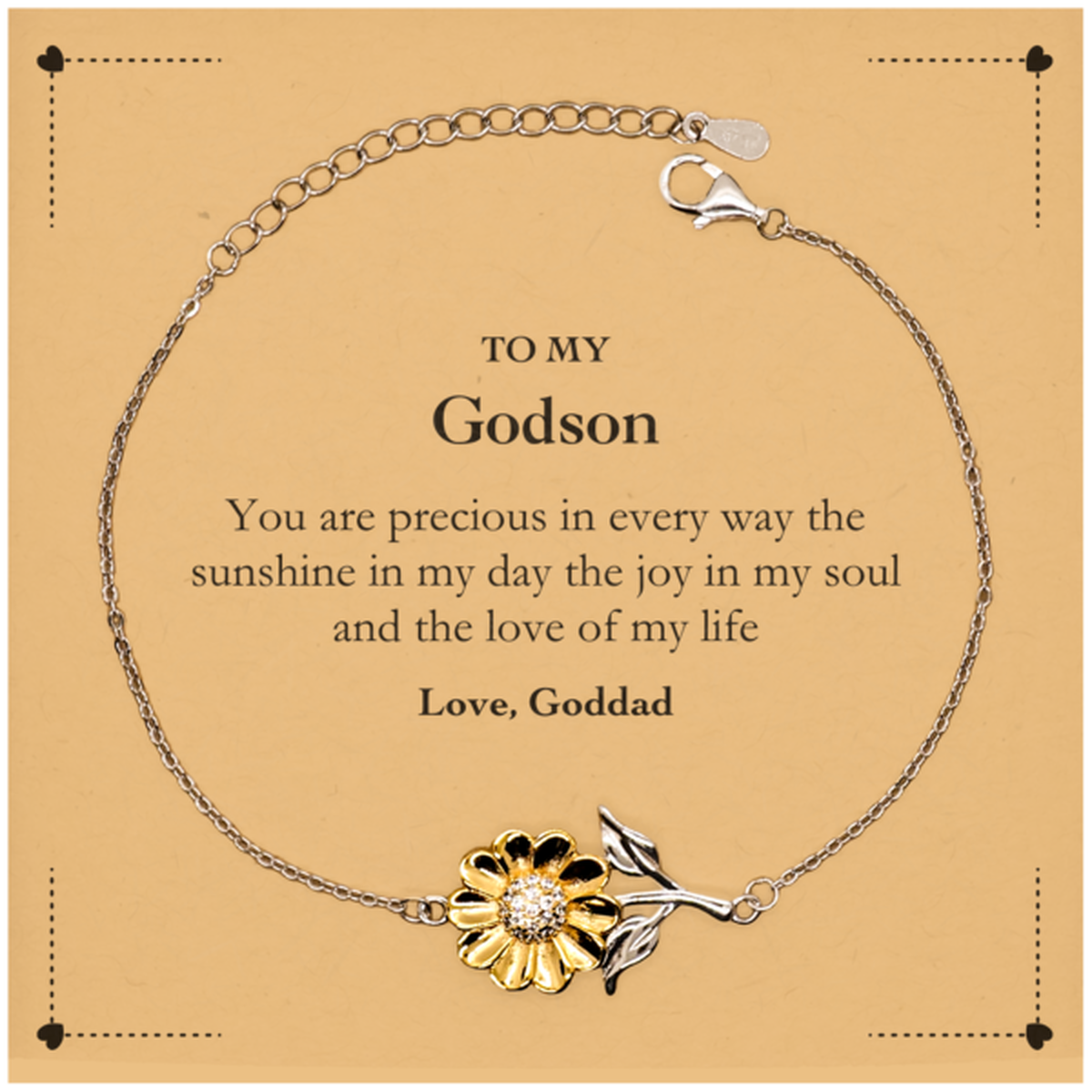 Godson Sunflower Bracelet - You Are Precious Sunshine | Graduation Gift