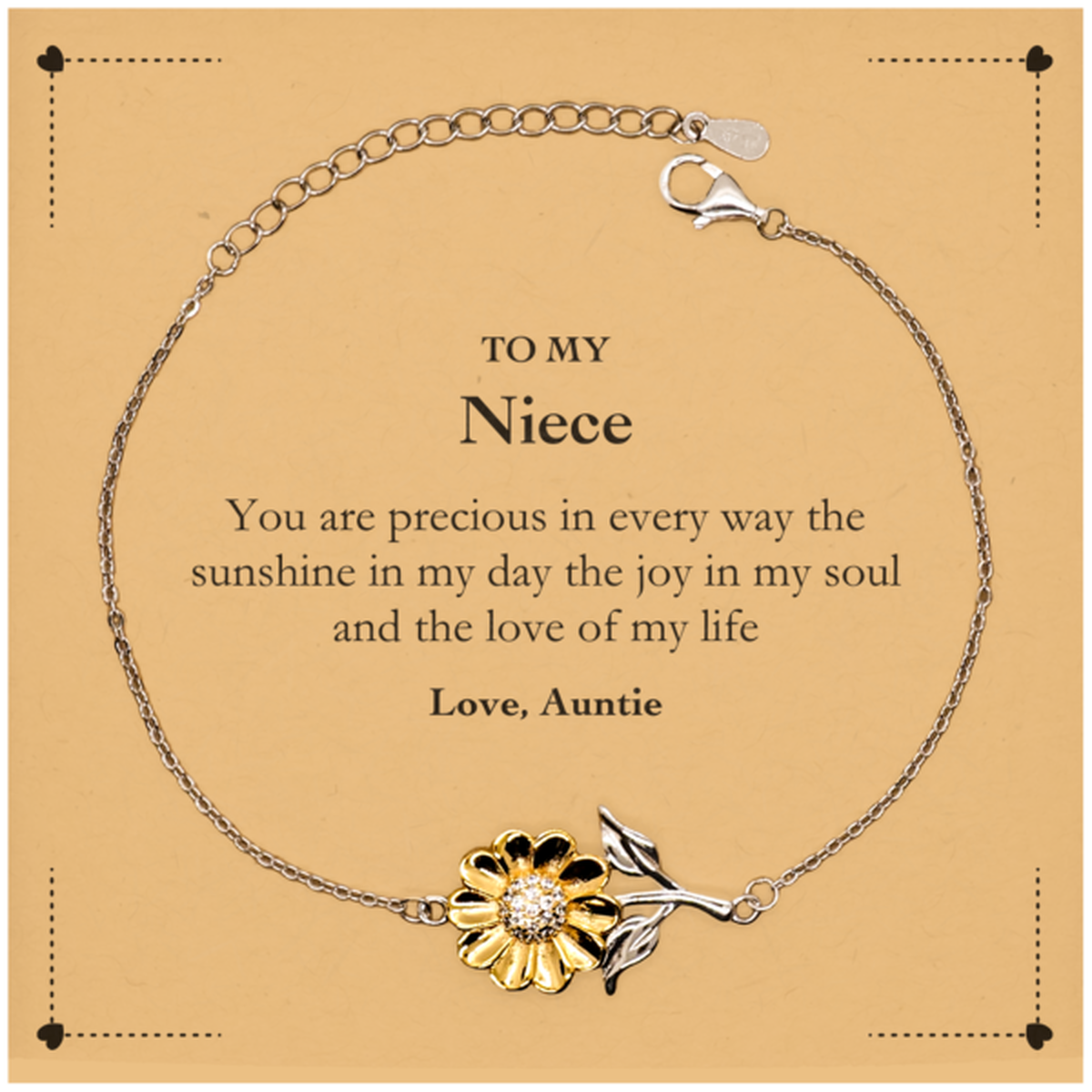 Niece Sunflower Bracelet - You Are Precious | Graduation Gift