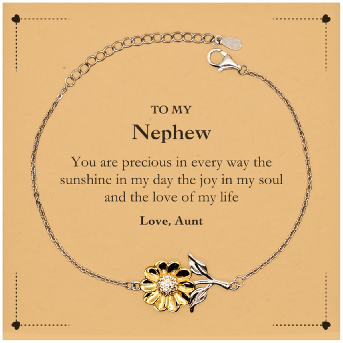 Nephew Sunflower Bracelet - You Are Precious in Every Way | Graduation Gift