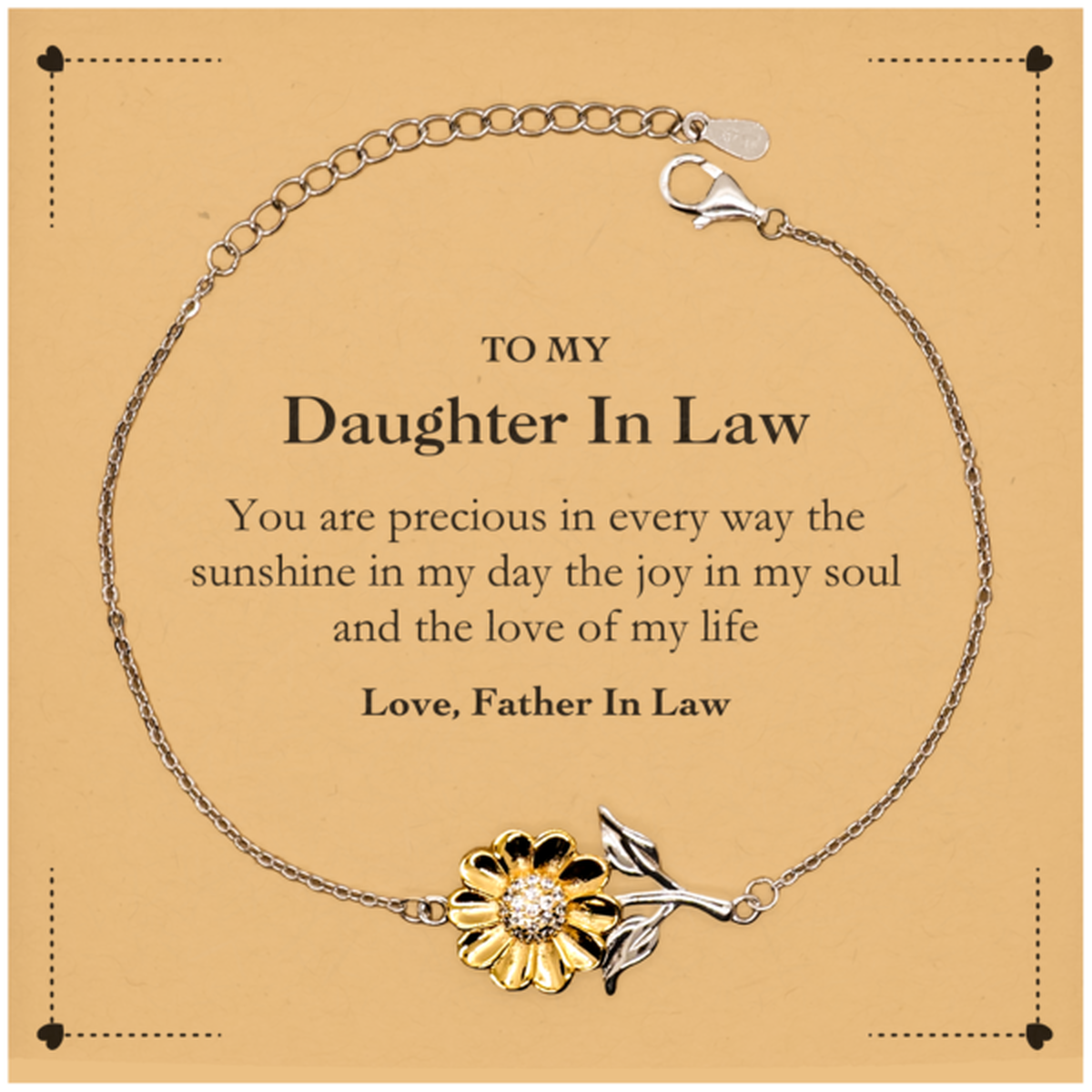 Daughter In Law Sunflower Bracelet - You Are Precious Design | Graduation Gift