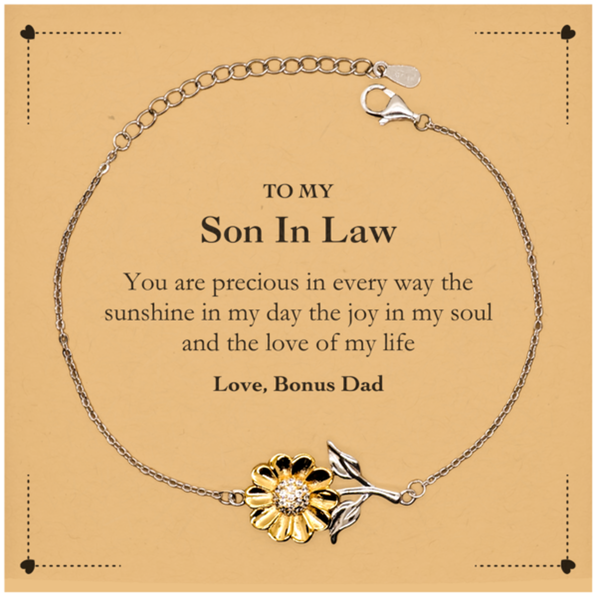 Son In Law Sunflower Bracelet - You Are Precious Design | Graduation Gift