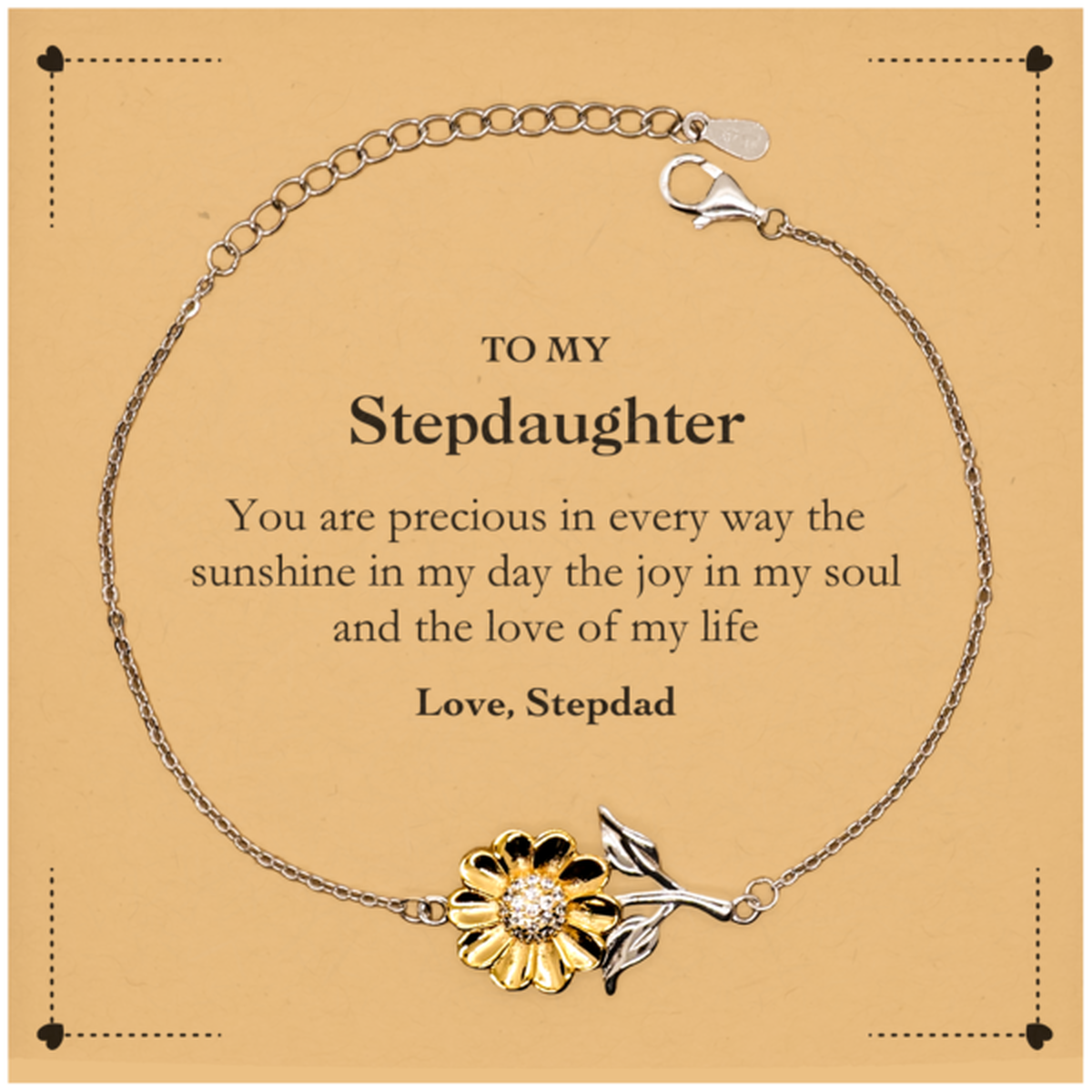 Stepdaughter Sunflower Bracelet - You Are Precious Design | Graduation Gift