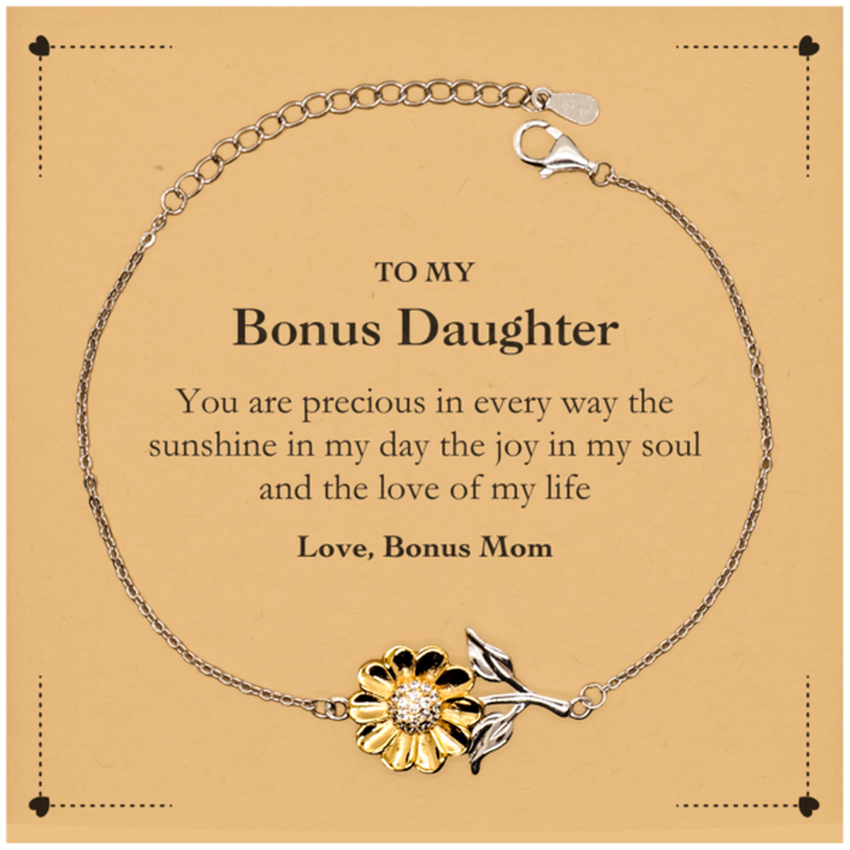 Bonus Daughter Sunflower Bracelet - You Are Precious in Every Way | Graduation Gift