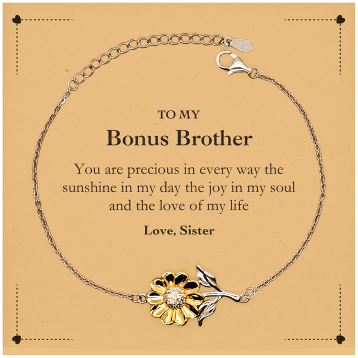 Bonus Brother Sunflower Bracelet - You Are Precious | Graduation Gift