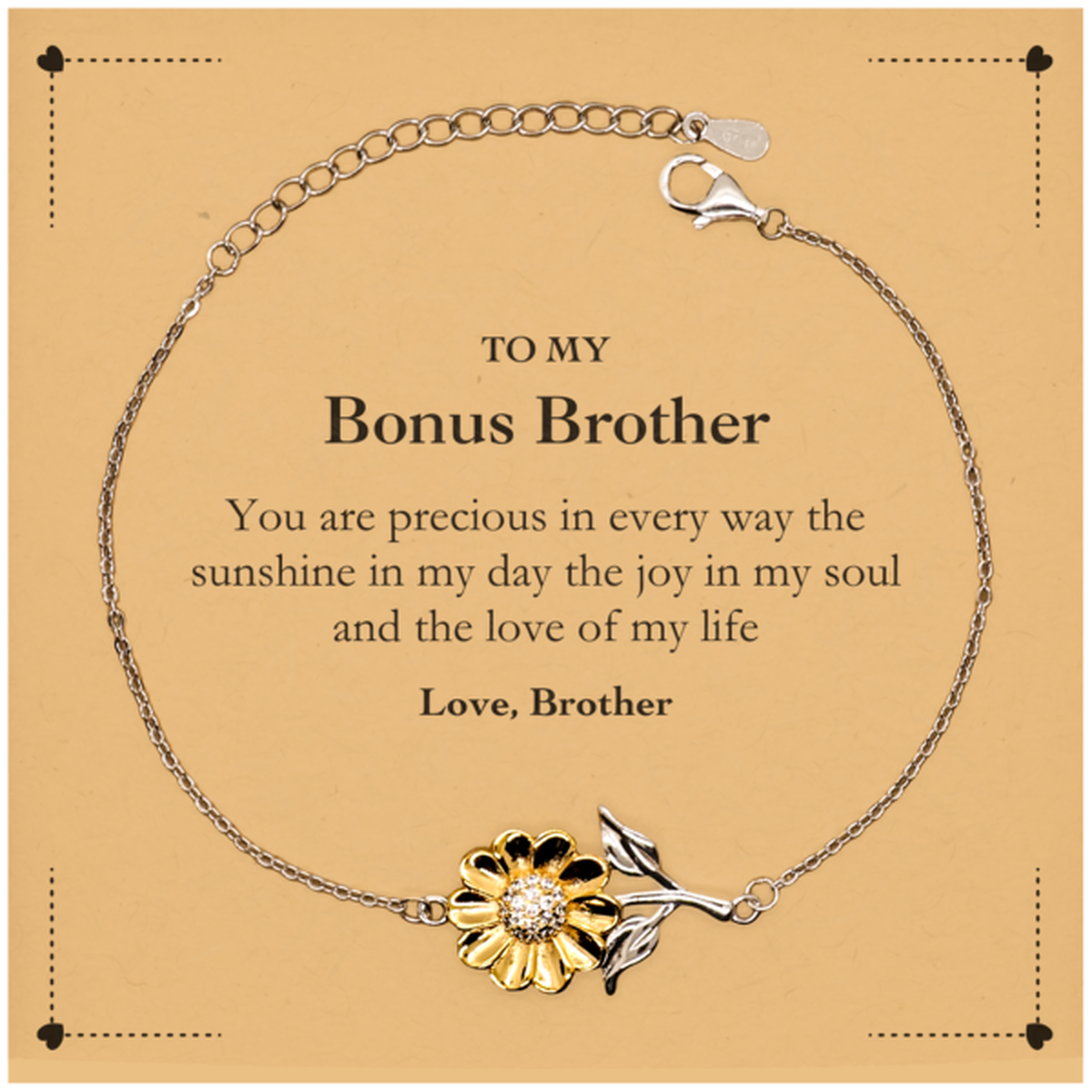 Bonus Brother Sunflower Bracelet - You Are Precious in Every Way | Graduation Gift
