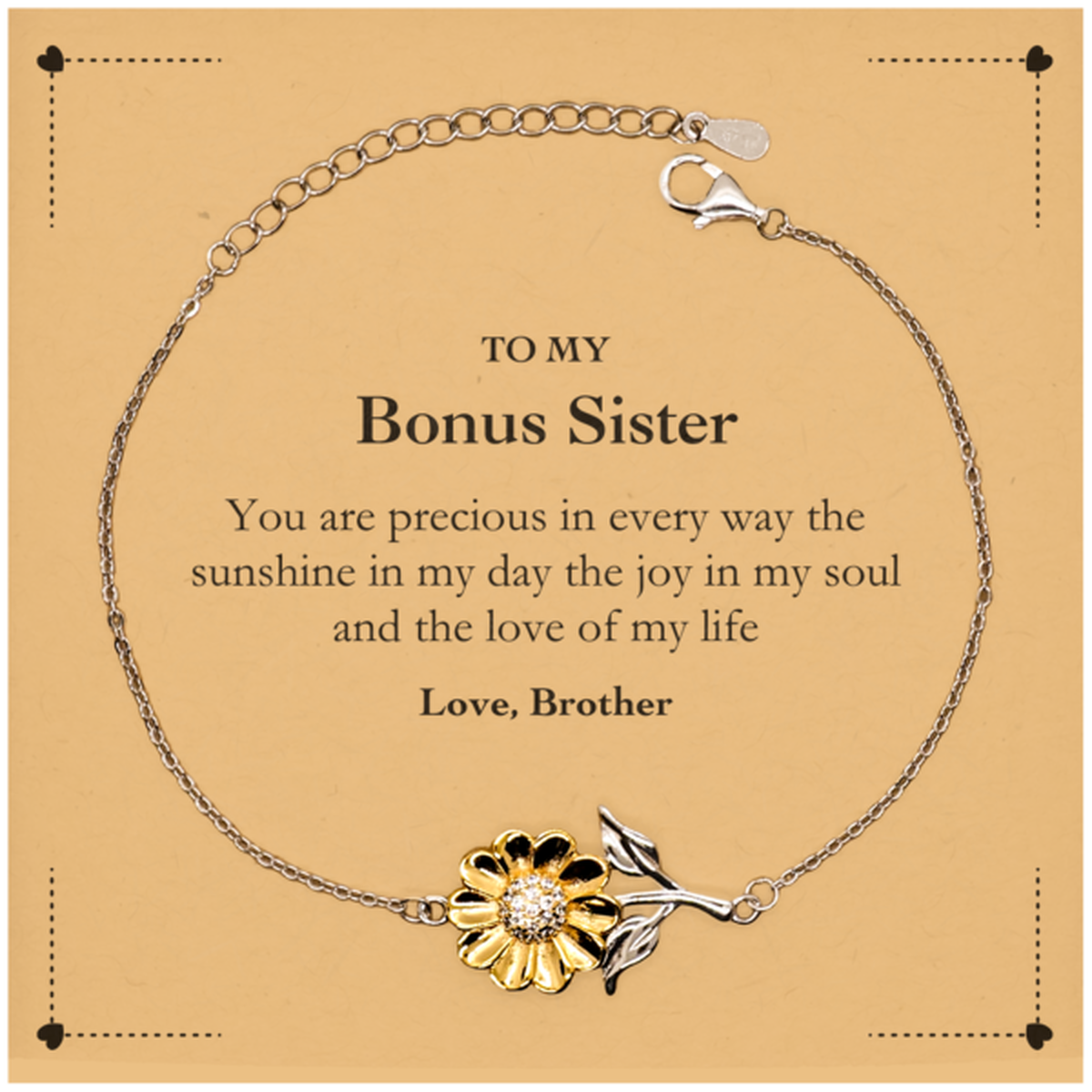 Bonus Sister Sunflower Bracelet - You Are Precious | Graduation Gift