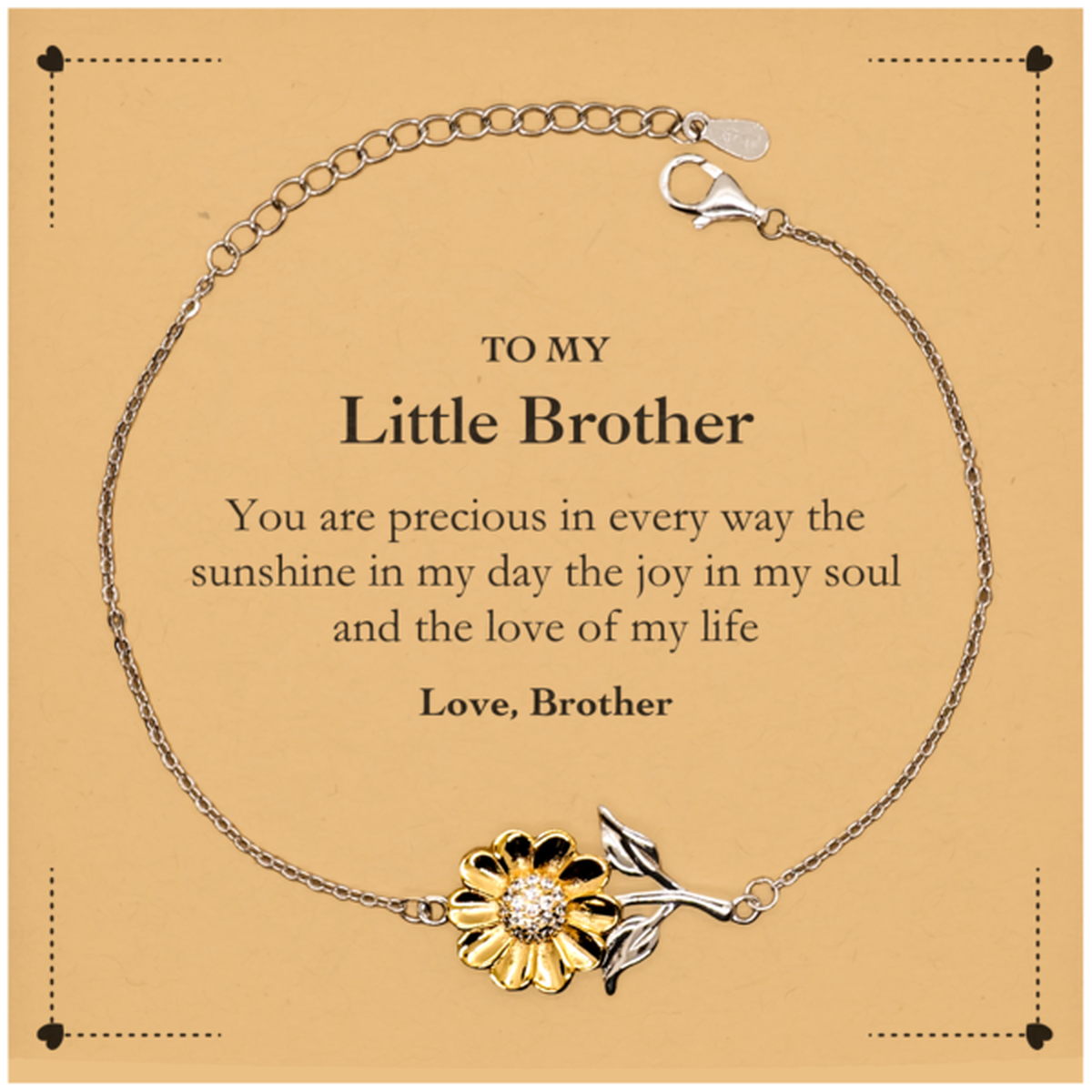 Graduation Gifts for Little Brother Sunflower Bracelet Present from Brother, Christmas Little Brother Birthday Gifts Little Brother You are precious in every way the sunshine in my day. Love, Brother