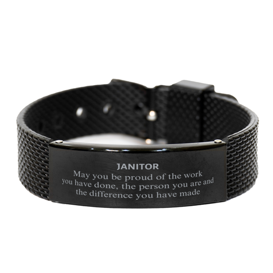 Janitor Black Stainless Steel Bracelet - May You Be Proud | Retirement Gift