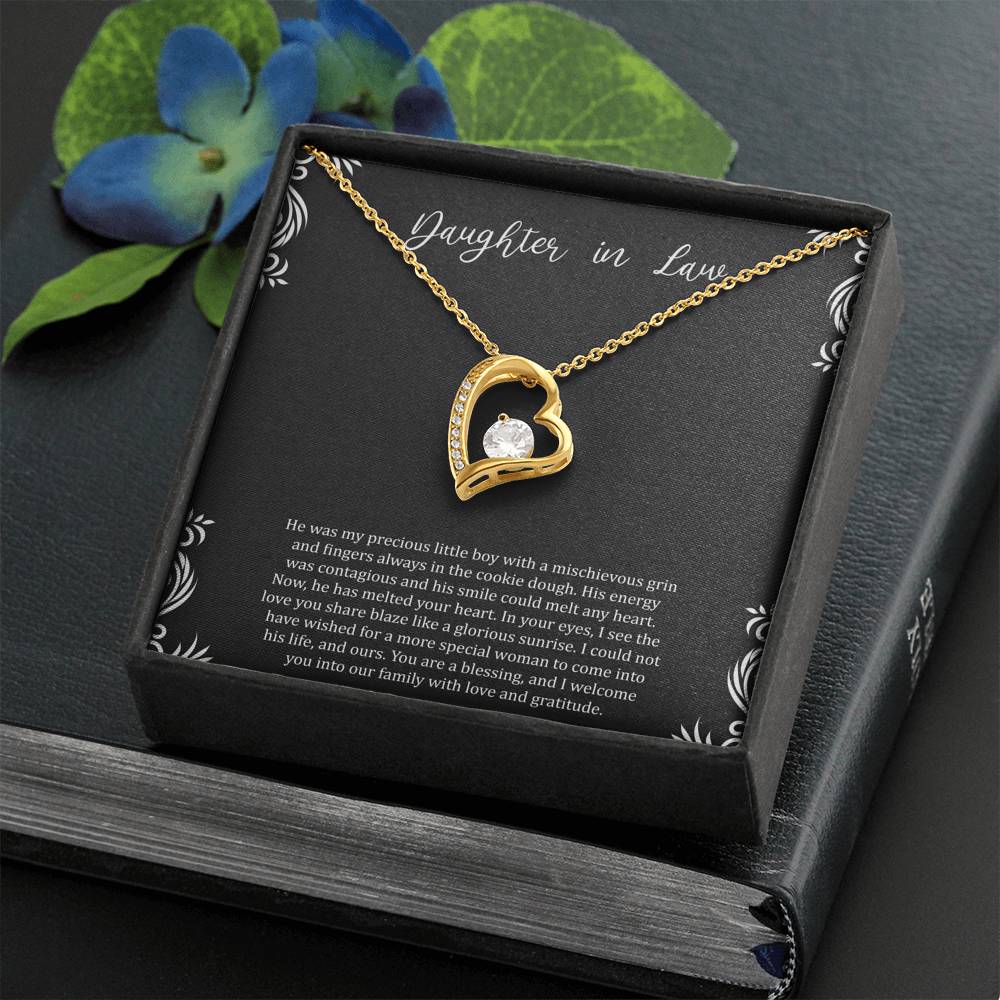 To My Daughter-in-law Gifts, You Are A Blessing, Forever Love Heart Necklace For Women, Birthday Present Idea From Mother-in-law