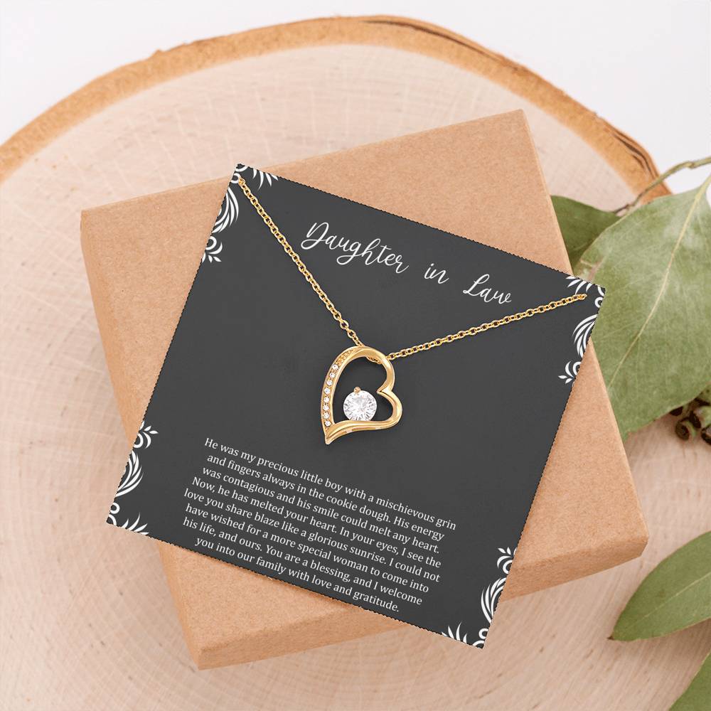 To My Daughter-in-law Gifts, You Are A Blessing, Forever Love Heart Necklace For Women, Birthday Present Idea From Mother-in-law