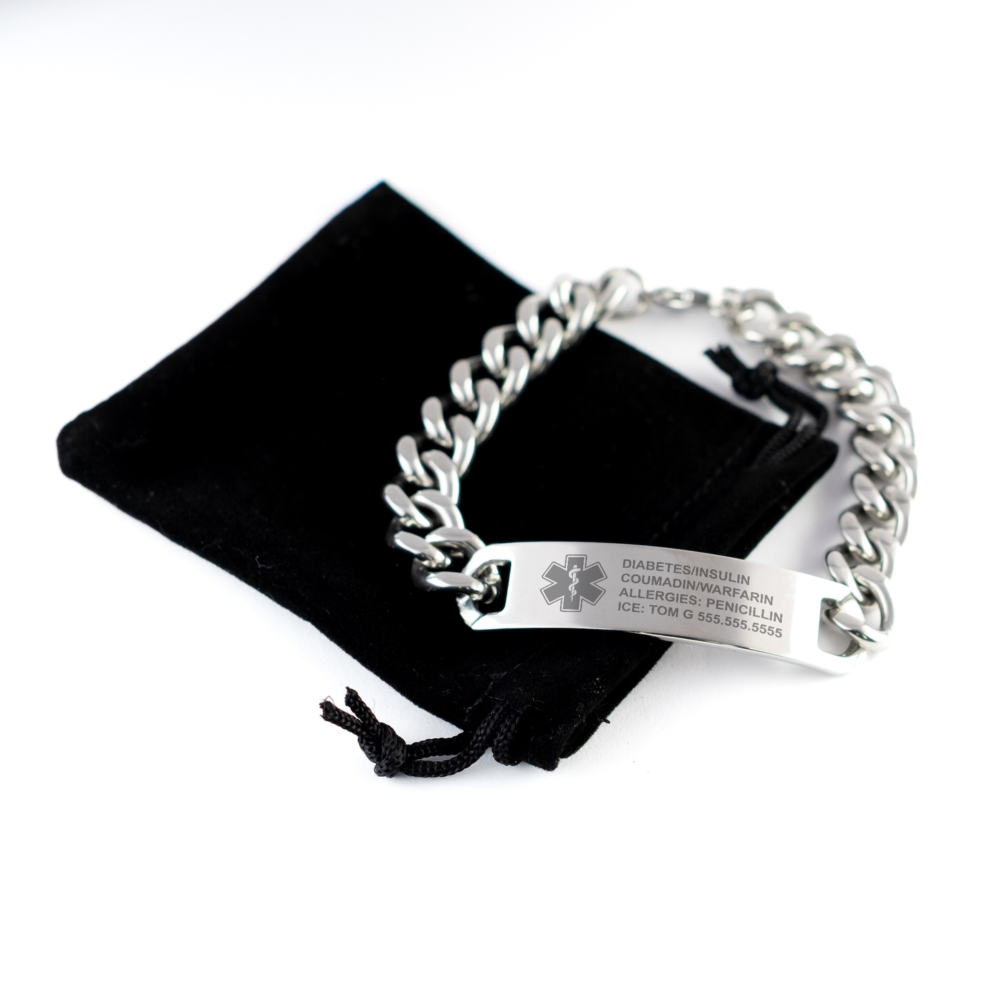 Free Engraving Medical Alert ID Chain Bracelet for Women