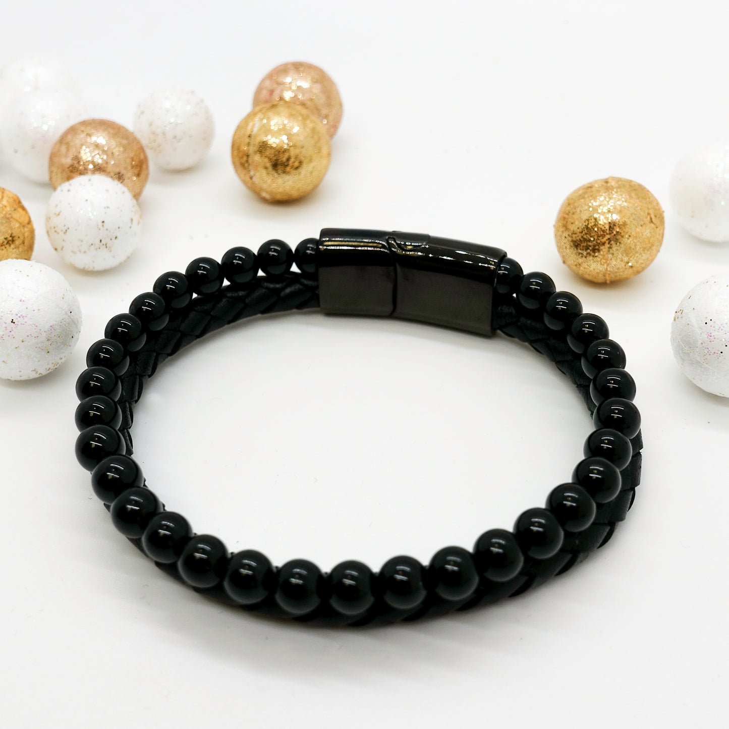 Pappy Stone Leather Bracelet - Faith & Strength Design | Meaningful Gift for Pappy