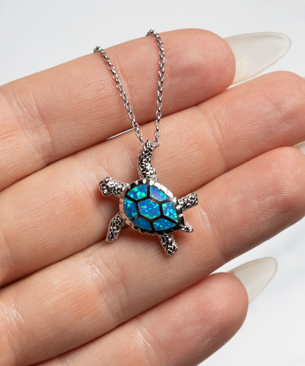 To My Wife, I Am Thankful, Opal Turtle Necklace For Women, Valentines Day Gifts From Husband