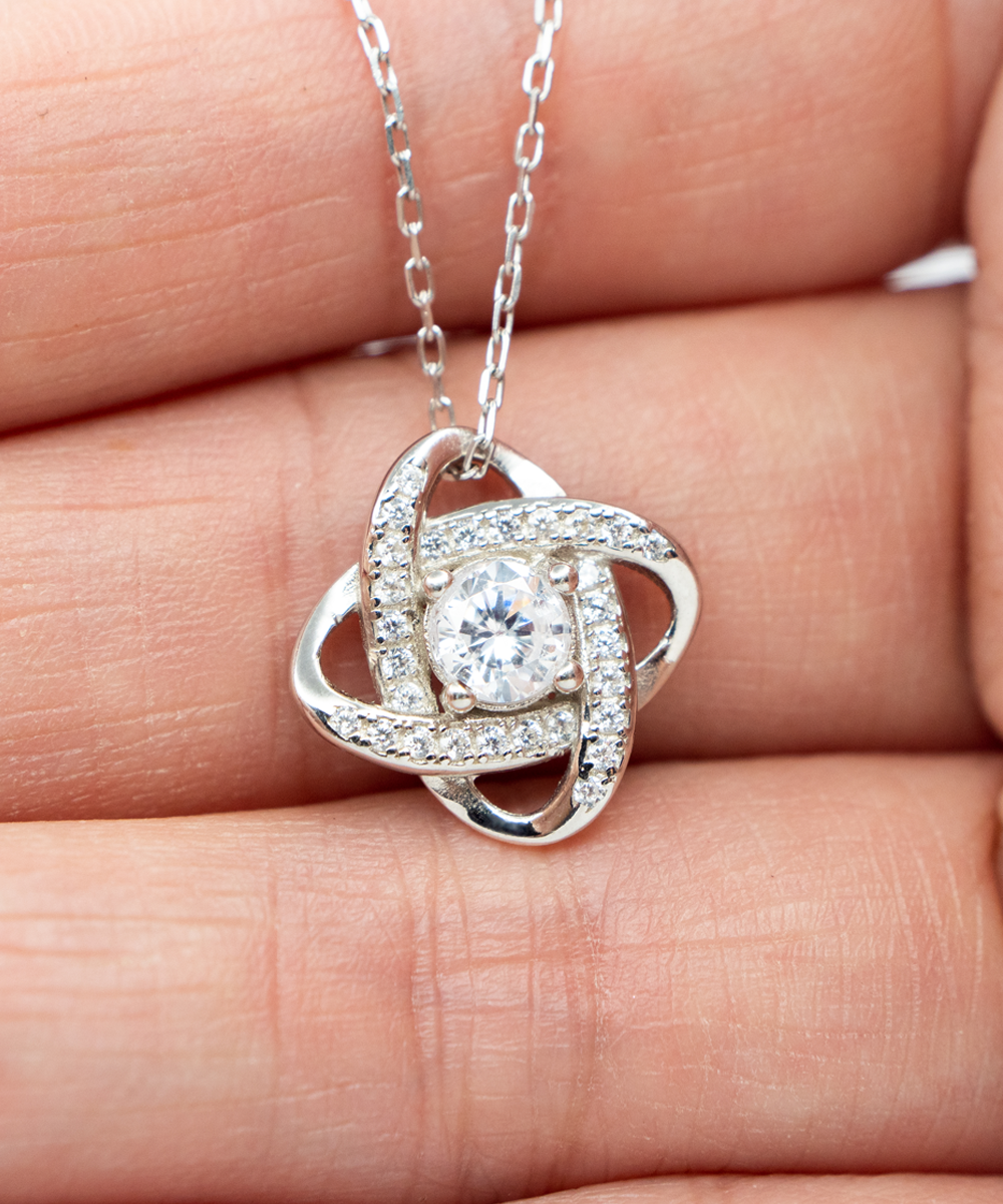 To My Daughter in Law Gifts, The Blessing I Couldn't See, .925 Sterling Silver Love Knot Necklace For Women, Wedding Birthday Christmas Jewelry Gifts From Mother-in-law
