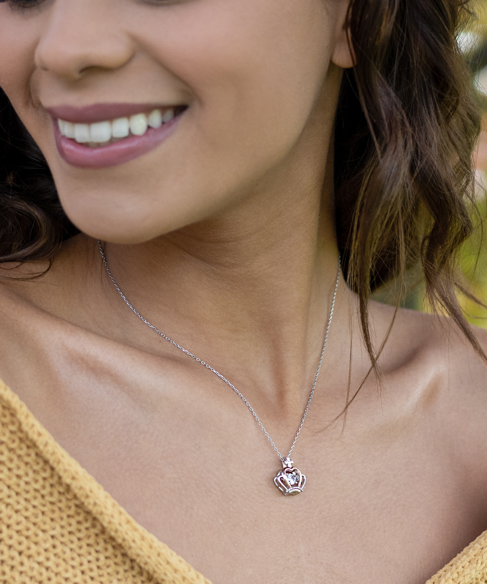 To My Sister Gifts, You And I Are Sisters, Crown Pendant Necklace For Women, Valentines Day Jewelry Gifts From Sister