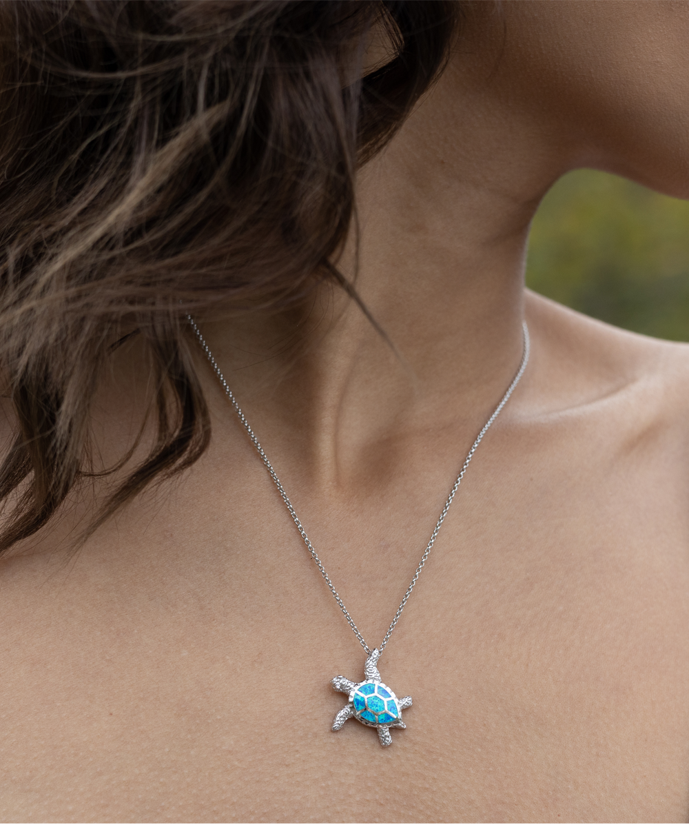 To My Sister Gifts, To The Moon And Back, Opal Turtle Necklace For Women, Valentines Day Jewelry Gifts From Brother