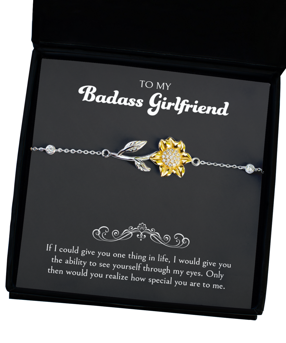 To My Badass Girlfriend, How Special You Are To Me, Sunflower Bracelet For Women, Anniversary Birthday Valentines Day Gifts From Boyfriend